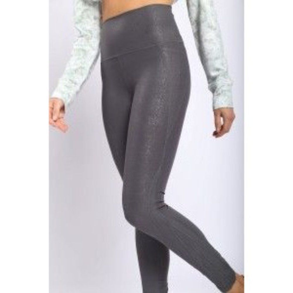High-waisted Foil Leggings With Side Pockets Urban Chic Grey - Picture 5 of 9